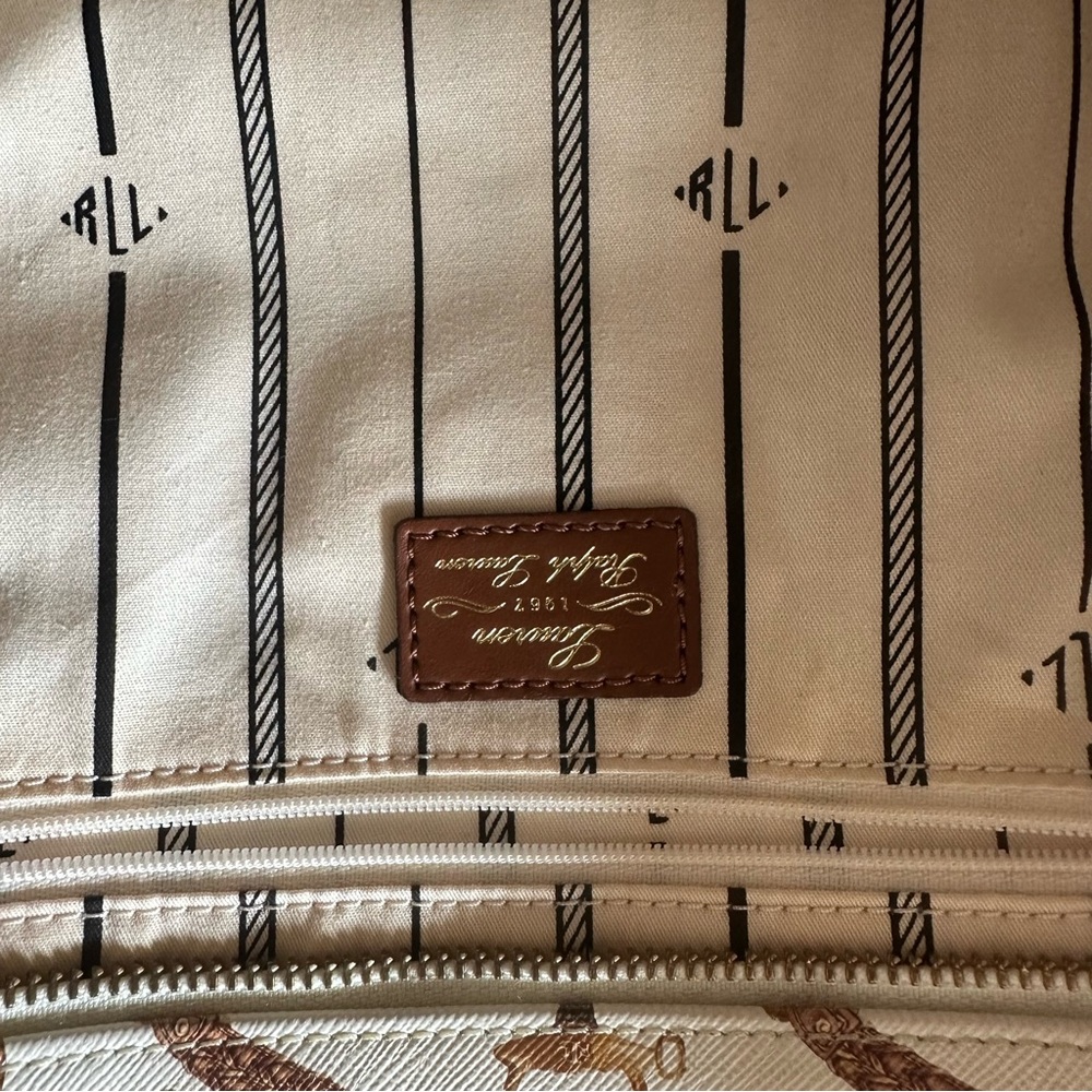 Lauren Ralph Lauren Cream and Brown Tote with Playful Pattern - Picture 3 of 7